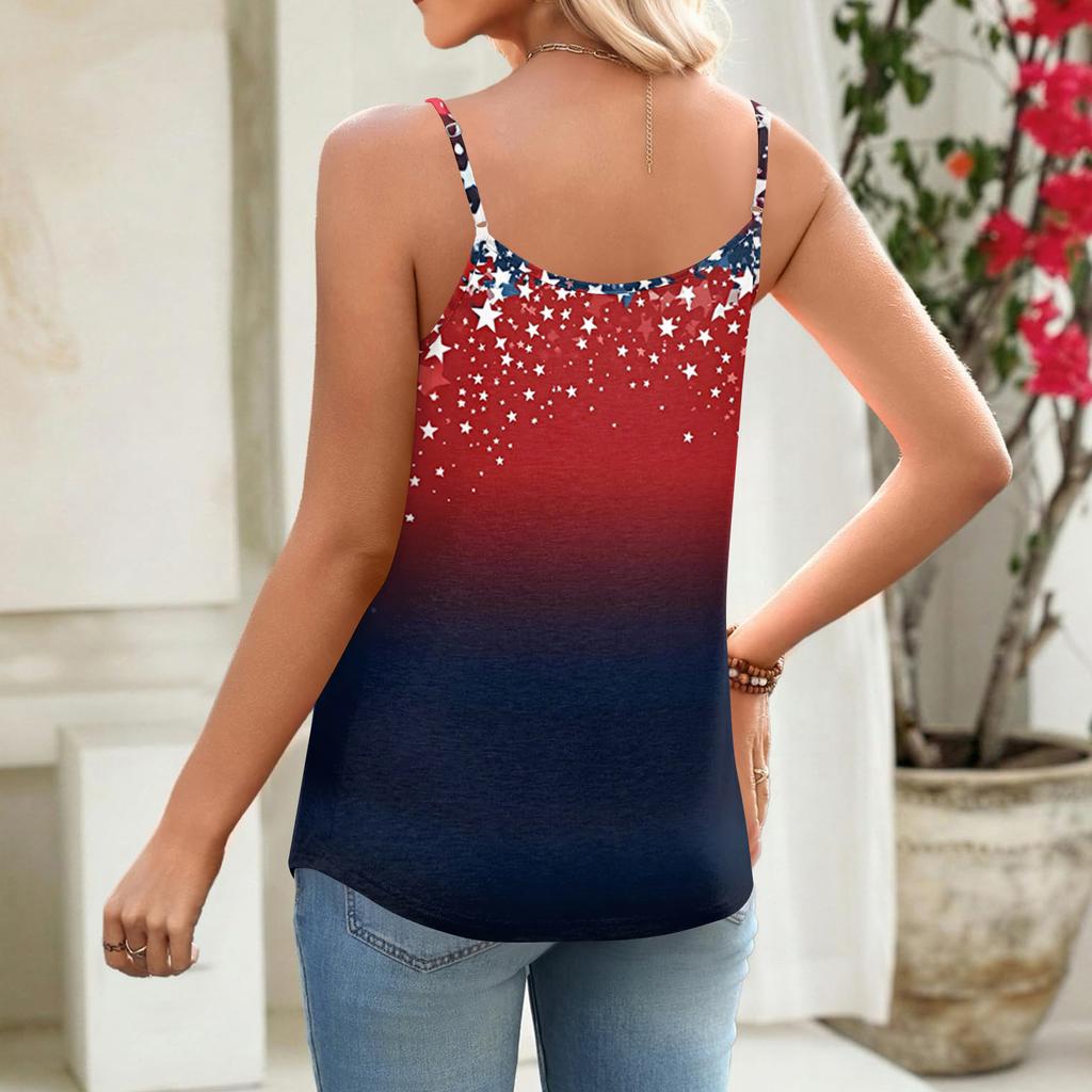 Women's Casual Sleeveless Camisole With Print And Pleated Vest Top