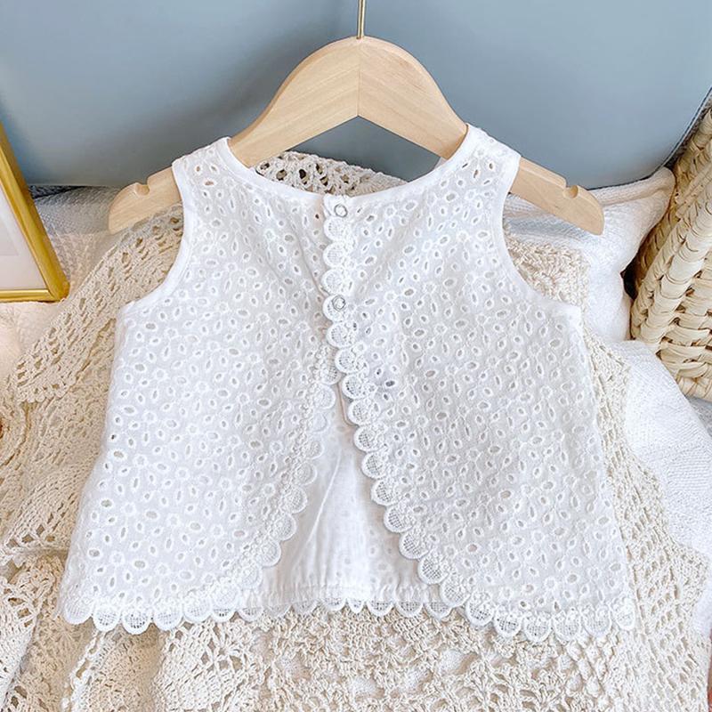 Summer Clothing Sets Hollow Lace Suit Baby Casual Sleeveless T-shirt+Shorts Kids Clothing Sets Baby Clothes Outfits