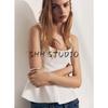 Spring New Women's Clothing Sleeveless Square Collar Cropped Short Skirt Hem Stretch Comfortable Top 2180011