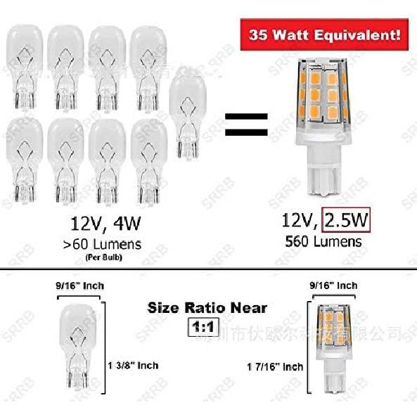 (8-Pack) 2.5W LED Replacement Landscape Pathway Light Bulb 12V AC/DC Wedge Base T5 T10 for Malibu Paradise Moonrays and More,Warm White 3000K,Whie