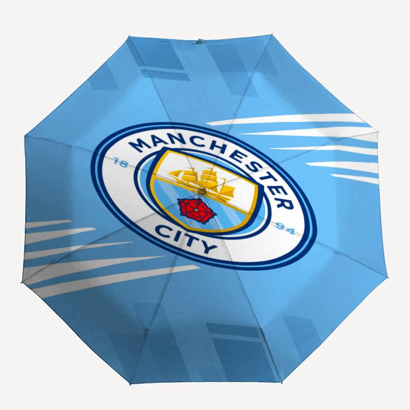 Manchester City Theme Automatic Umbrella, Lightweight & Portable, 8 Rib, Perfect for Outdoor Travel, Birthdays, Christmas, Gifts.