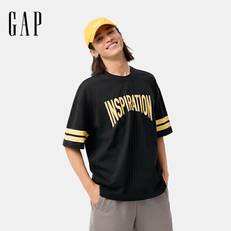 GAP Unisex Cotton Blend Printed Logo Color-block Short Sleeve T-Shirt