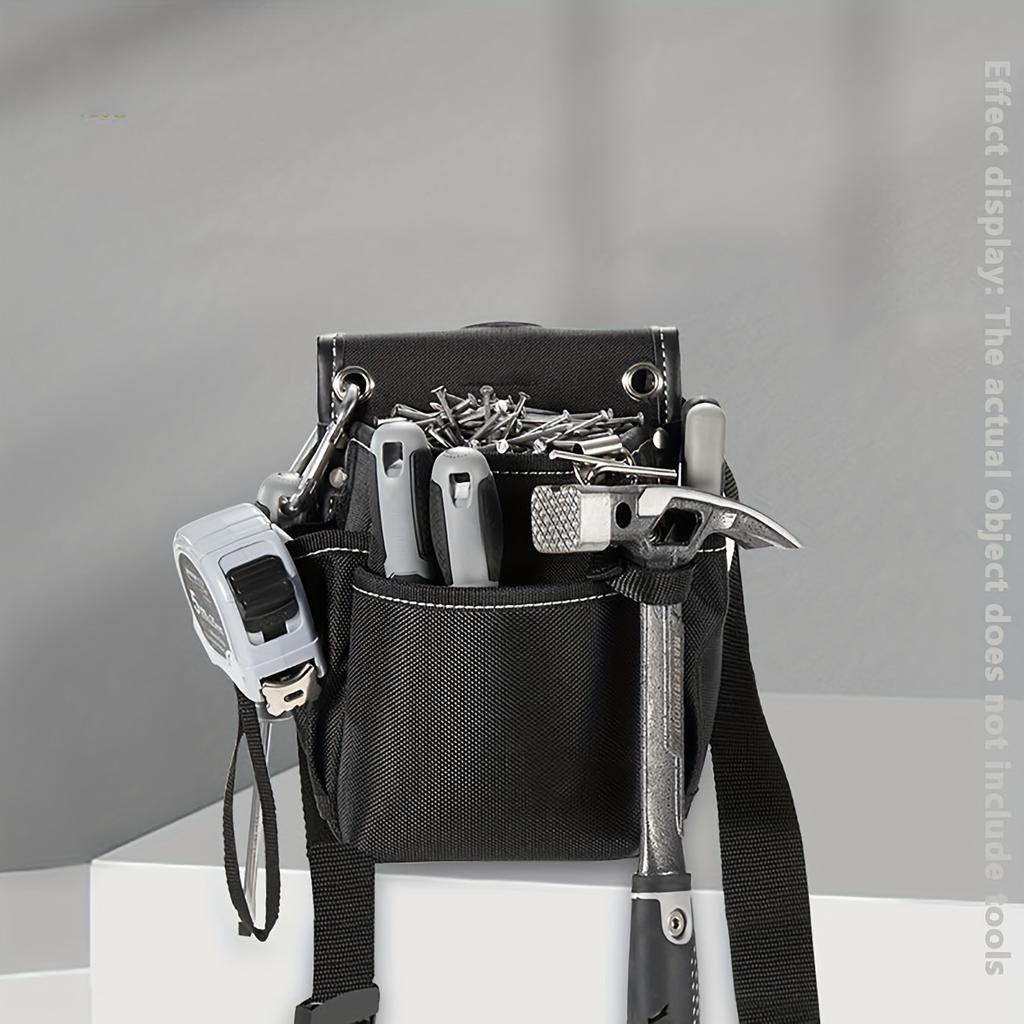 5 Spezifikationen Einseitige Werkzeugtasche für Elektriker, Zimmerleute und Bauarbeiter, Robuste Canvas-Konstruktion, schwarz