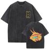 Anime Chainsaw Man Pochita and Denji Washed Vintage Tshirt Cartoon Manga Graphic T Shirt Men Casual Cotton Oversized Tshirts
