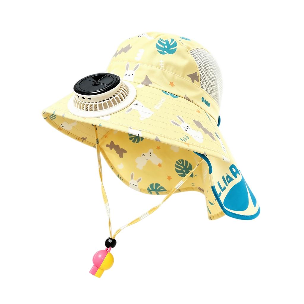 Kids Fan Hat with Cape Sun Wide Mesh for Boys Girls