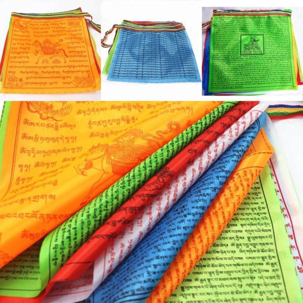 Wholesale 20 Sheets 5M Religious Flags Tibetan Buddhist Supplies Color Print Prayer Flag Tibet Banner Garden Flags