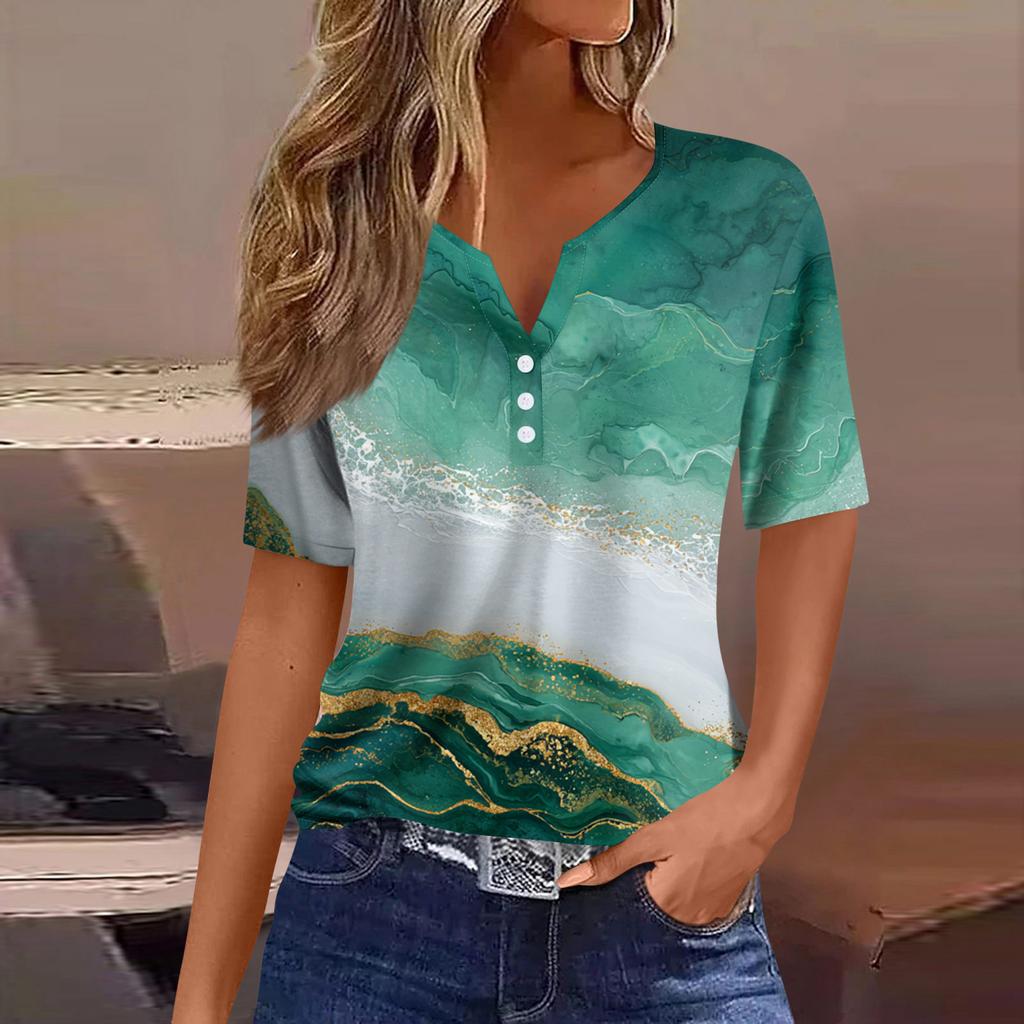 Women's Blouse Fashionable And Casual Short-Sleeved Printed T-shirt Top