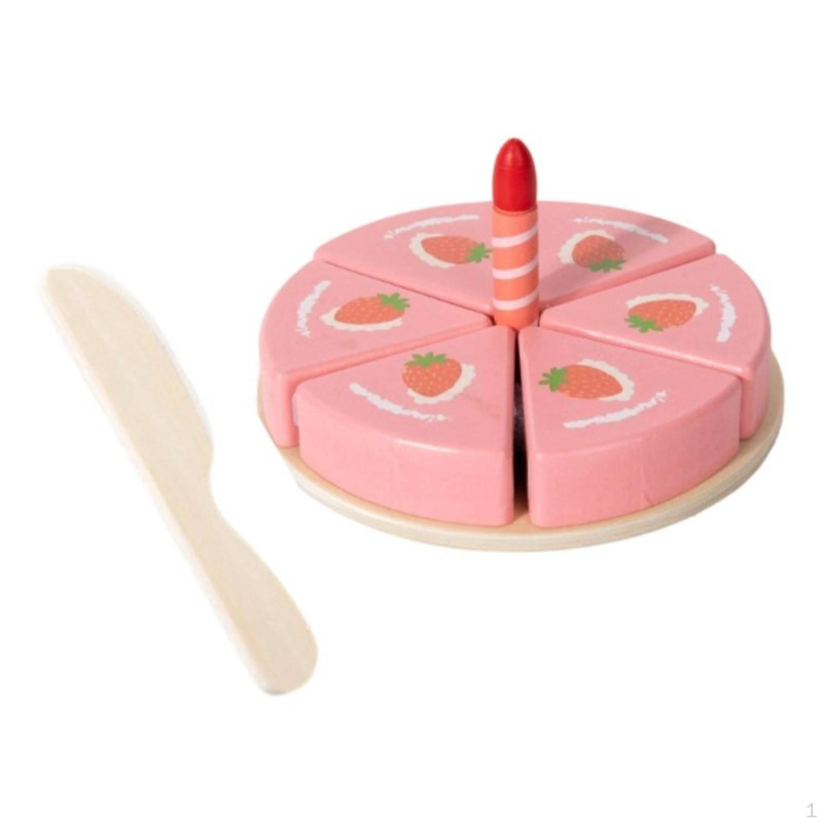 80 Sets Wooden Cake Playset Cuttable Toy Pretend Kitchen Set Dessert for Girls,