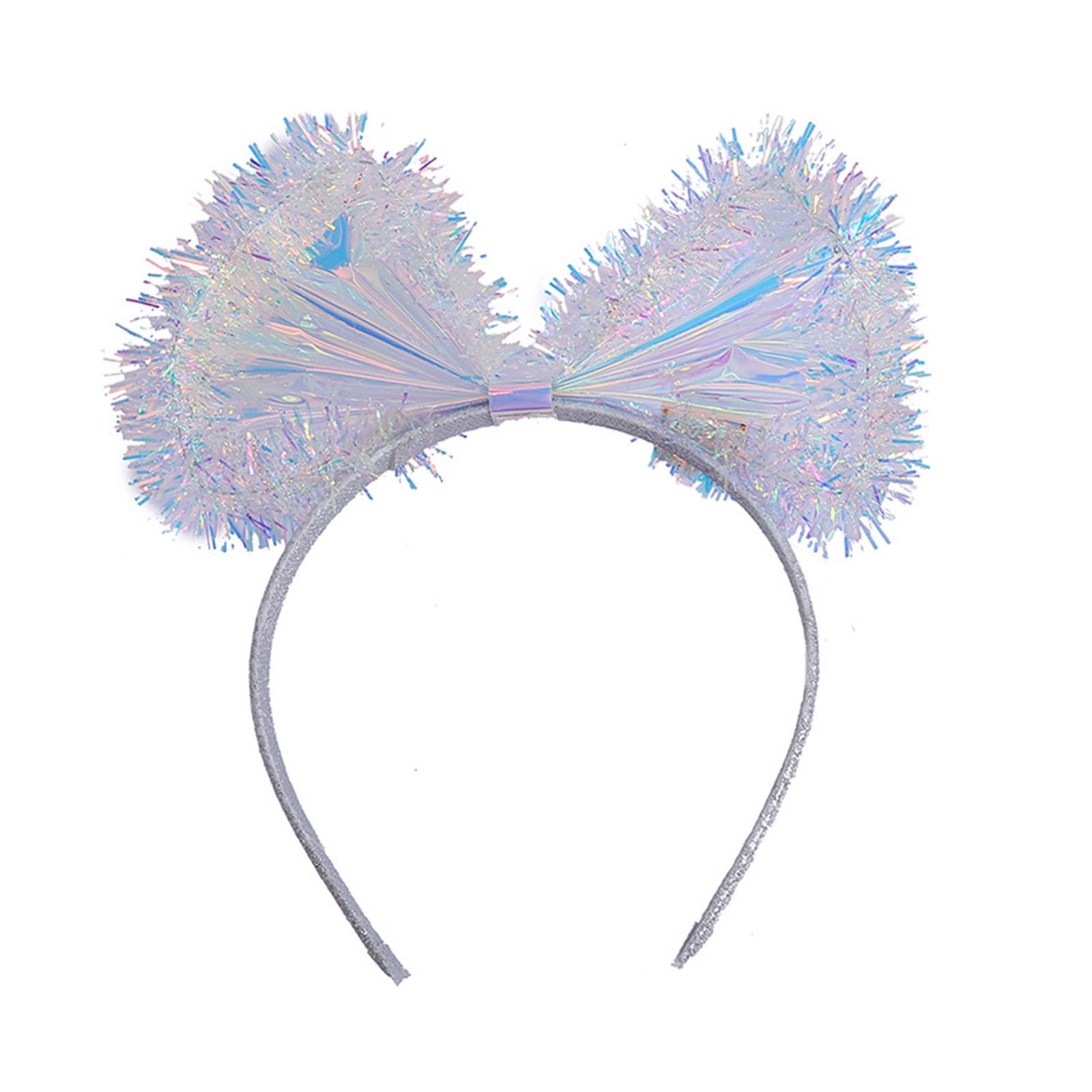 

Adult Teen Tinsel Colorful Film Bowknot Shape Headband Festival Hair Hoop for Party Performances Mardi Gras Headpiece A