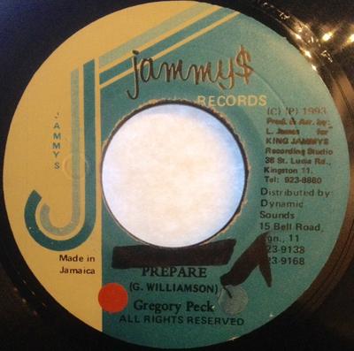 7inch Record GREGORY PECK  Prepare NONE Jammys Records 1993 Jamaica Reggae Ska  Dub Used