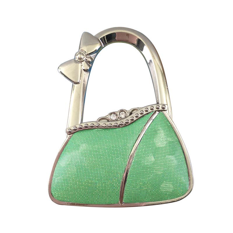 In Stock: New Style Dual-Diamond Folding Portable Metal Handbag Hook & Desktop Stand