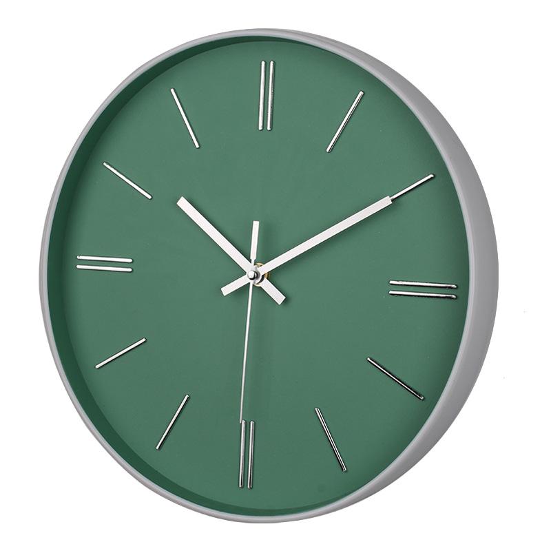 Round Ins Style Electronic Wall Clock Modern Fashion Silent Quartz Clock Personalized Creative Home Solid Color Clock