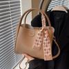 Stylish PU Bucket Bag Women Minimalist Urban Crossbody With Zip Phone Pocket Stitched Detail