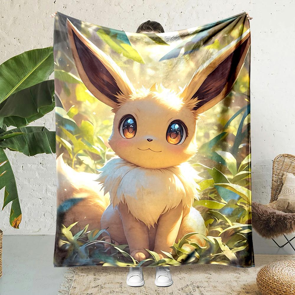 1PC Japanese Games E-Eevee Umbreon Cartoon Blanket Anime Soft Fluffy Plush Blanket Sofa Office Quilt Throw Picnic Beach Towel