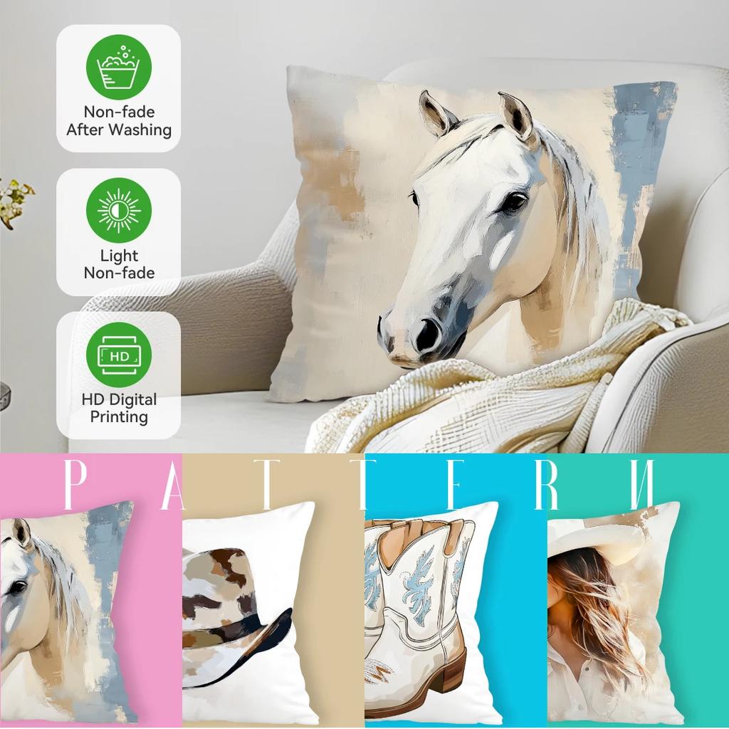 Western Cowboy Theme Cushions Pillowcase Cushion Cover Throw Pillow Sofa Decoration Pillowcover Home Car Decor