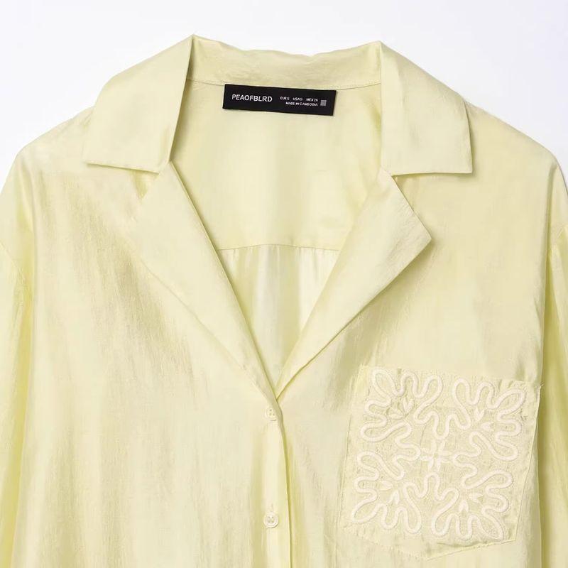 Araltay New Arrival Fashion Style Women's Fashion All-Match Casual Minimalist Embroider Pocket Shirt 4786079