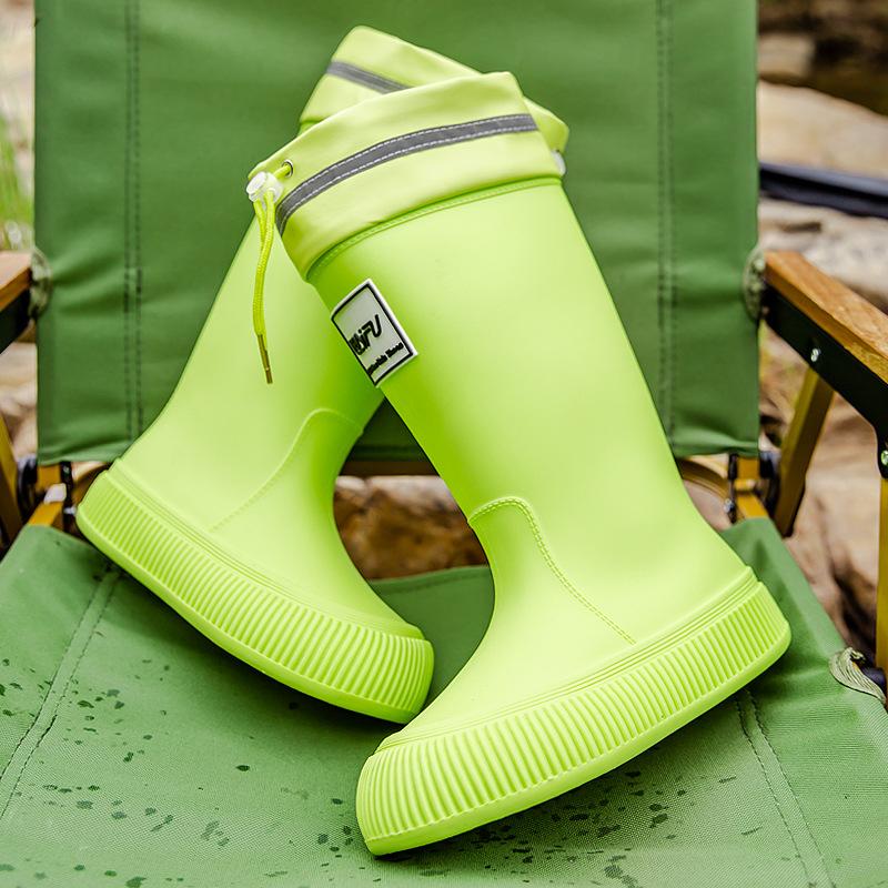 New Fashion High Tube Thick-soled Rain Boots Women's Outer Wear Bundle Non-slip Water Shoes Warm Rain Shoes Waterproof Glue Shoes Fashion