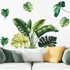 Tropical Green Plant Leaf Butterfly Wall Sticker Self-Adhesive Home Decor for Living Room Bedroom Entrance Decoration