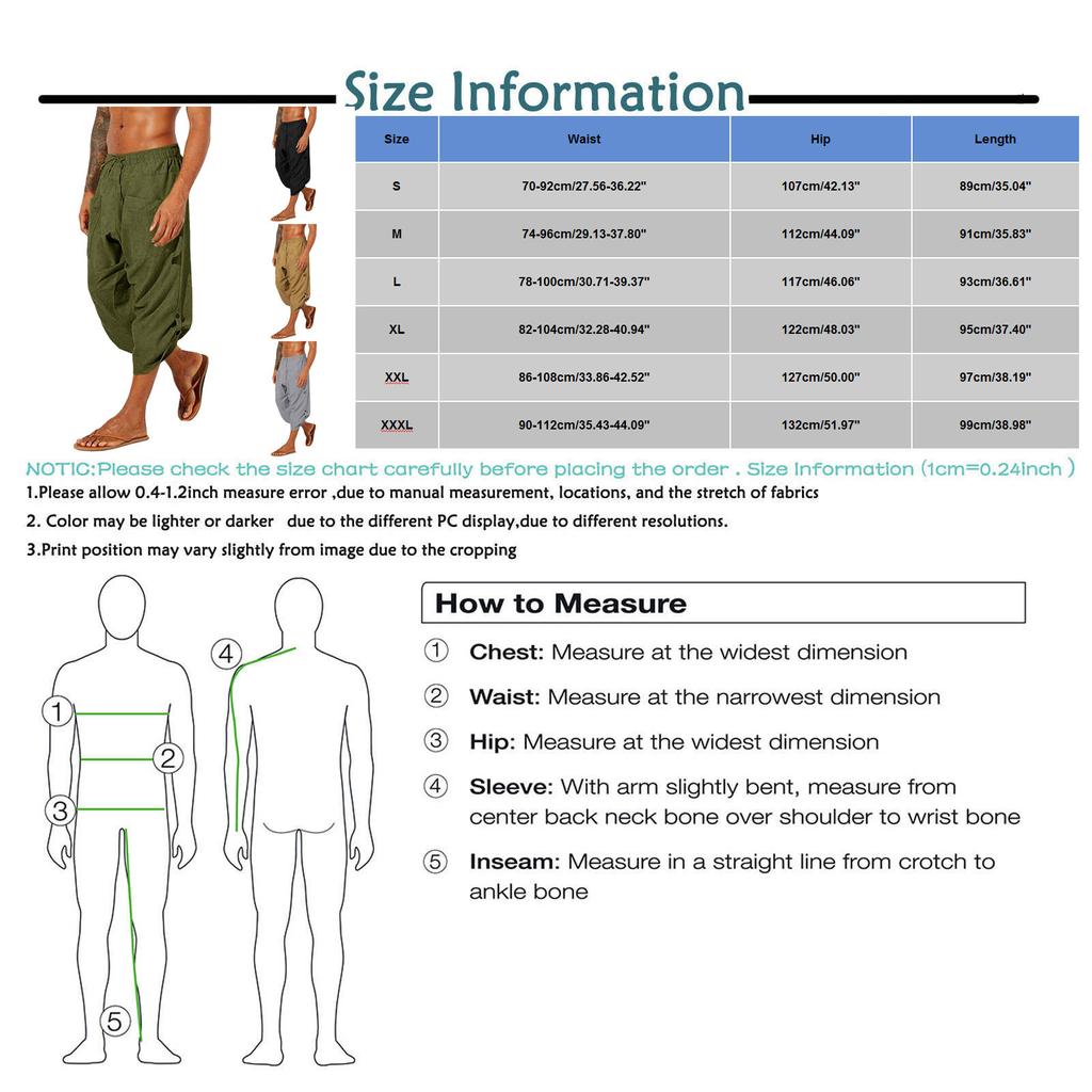 Linen Clothing For Men Easy Bodybuilding Motion Pants For Men Linen Pocket Color Cropped Trousers