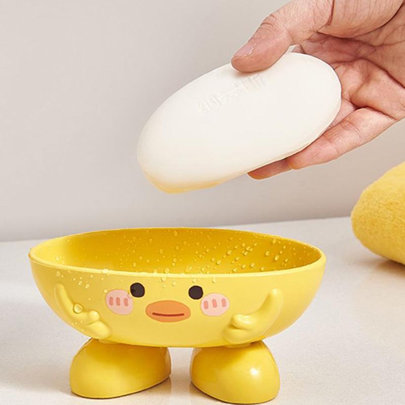 Soap Dish With Drain Duck Shape Soap Box Drain Soap Holder Bathroom Shower