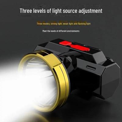 Wiederaufladbare LED-Stirnlampe über USB für Nachtangeln, Camping, Patrouille – leicht und langlebig mit Lithium-Akku