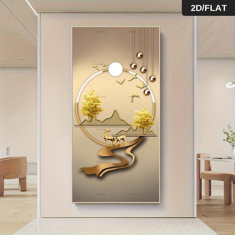 1 piece of modern light luxury living room decoration painting, new Chinese style wealth attraction, elk landscape hanging paint
