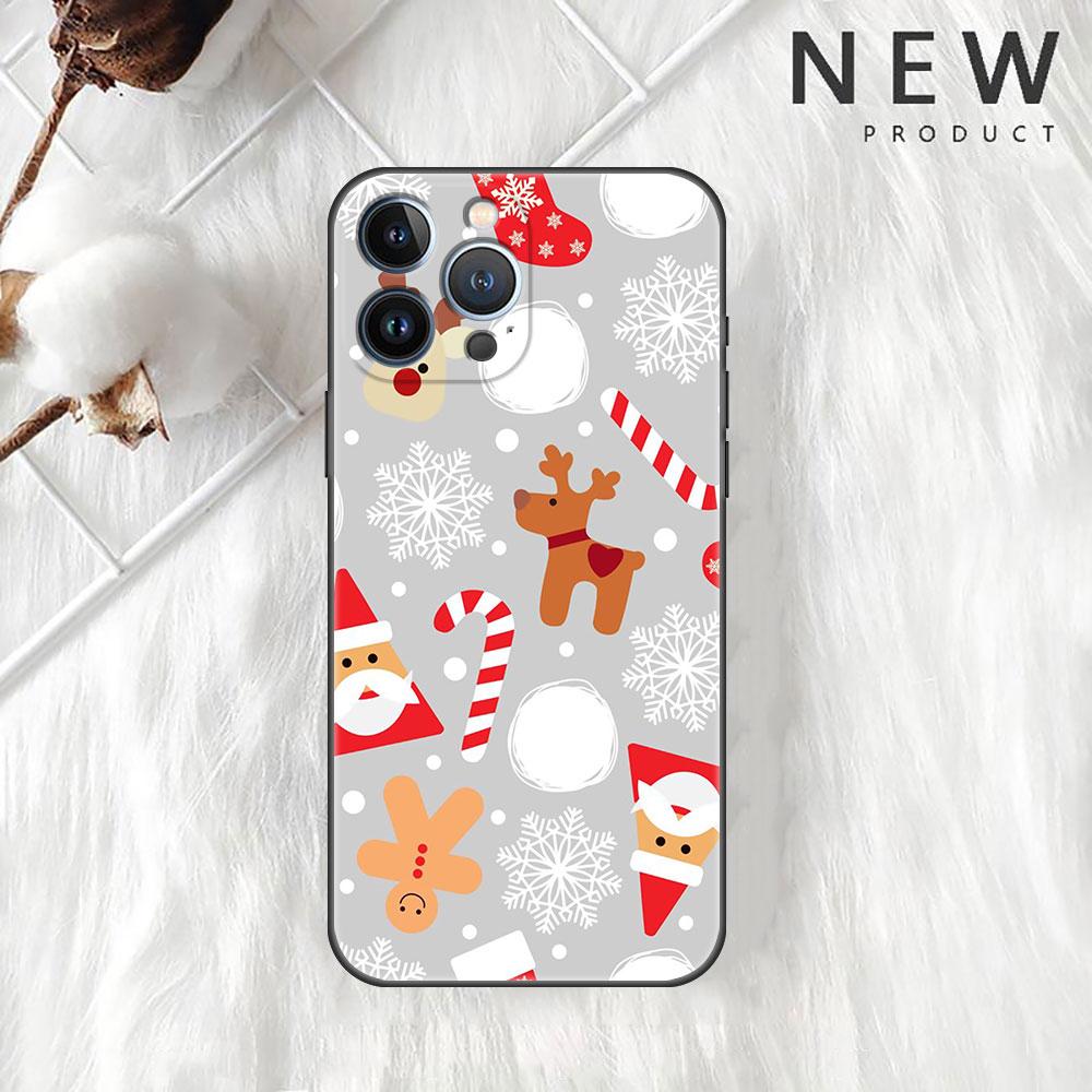 Custodia Funda natalizia per cartoni animati per Apple iPhone 14 11 13 12 Pro 7 XR X XS Max 8 Plus 6 6S 14Pro, custodia morbida nera per telefono