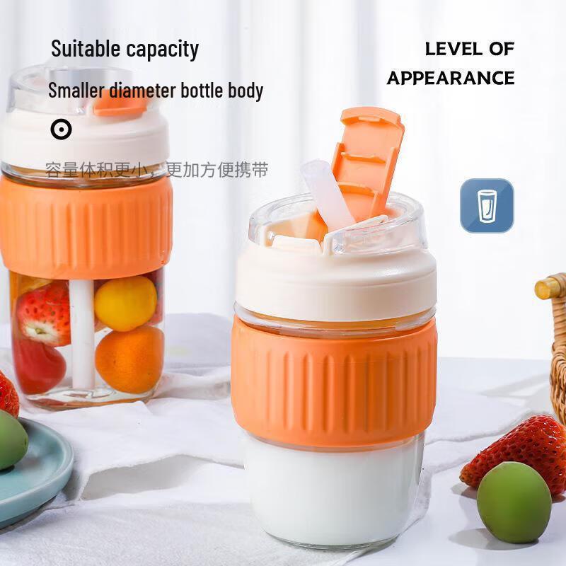 Double-Drink High-Borosilicate Glass Cup with Straw
