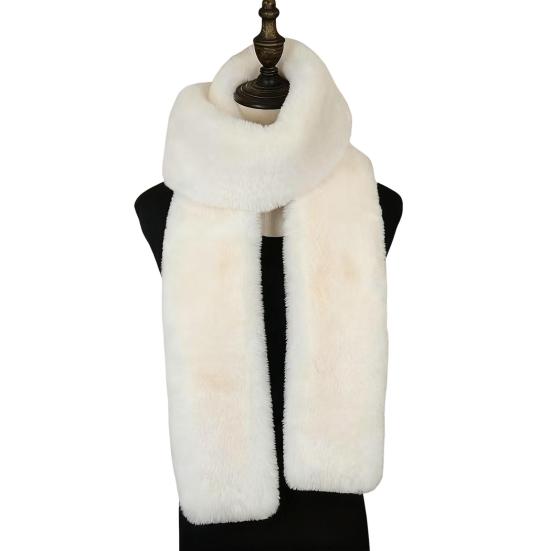 Imitation Rabbit Fur Scarf Solid Color Versatile Design Thickened Warm Scarf Cold Weather Fashion Accessories