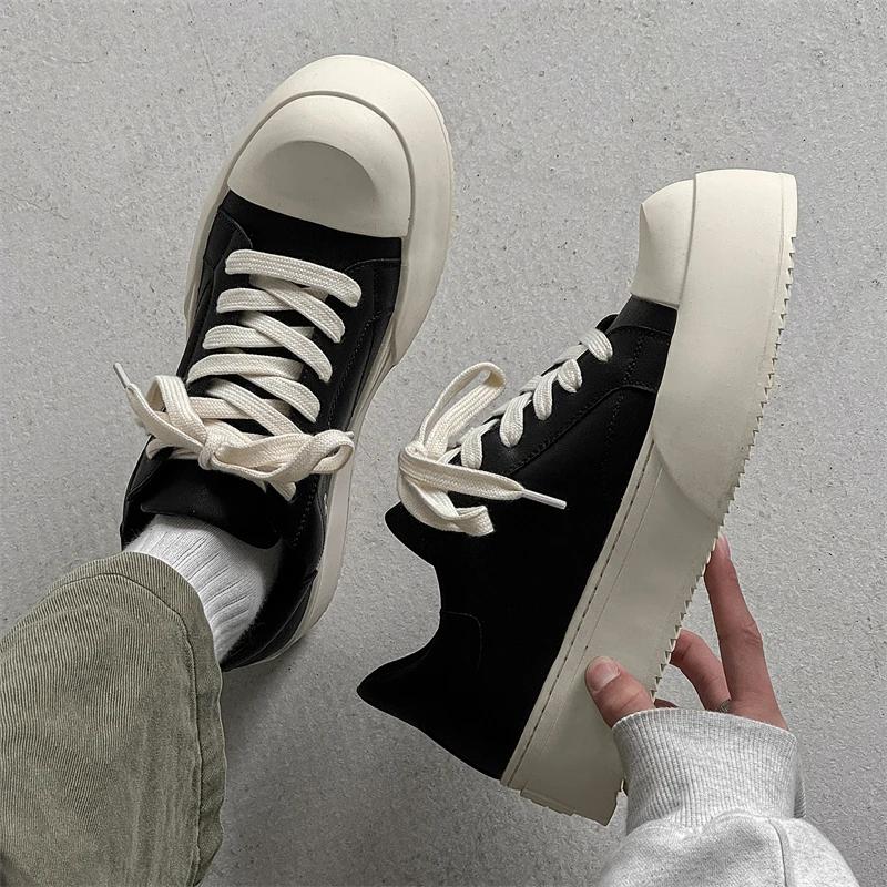 Móda Móda Pravá Kůže Pánské Tenisky s Tlustou Podrážkou Klasické Ležérní Pohodlné Oxfordky Venkovní Protiskluzová Obuv pro Chůzi Velikost 38-46