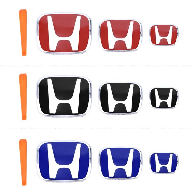 Car Logo Badge Front Grille Trunk Steering Wheel Decoration Accessories For Honda Fit GK5 HRV Vezel Accord Civic Cars Emblem aju256