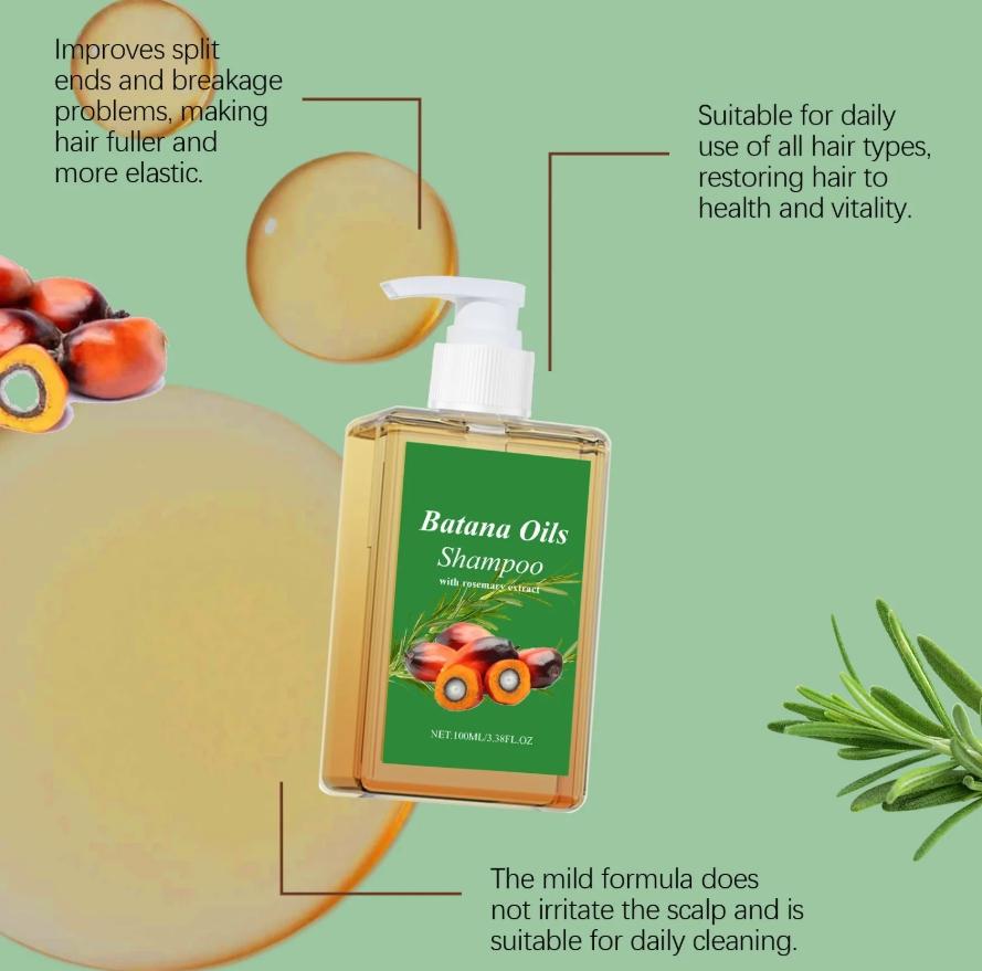 Organic Batana Oil Shampoo, Soothes the Scalp, Deeply Repairs, Nourishes the Hair, Contains Rosemary Extract, Suitable for All Skin Types