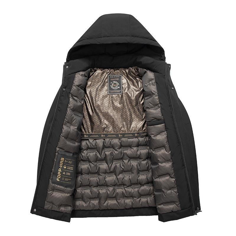 Men's winter removable hat medium and long thermal cotton-padded coat medium and old casual hooded cotton thickened cotton jacket