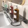 No Drill Carbon Steel Sink Organizer, Wall Mounted Faucet Shelf With Drainage, Bathroom Vanity Countertop Storage Rack For So