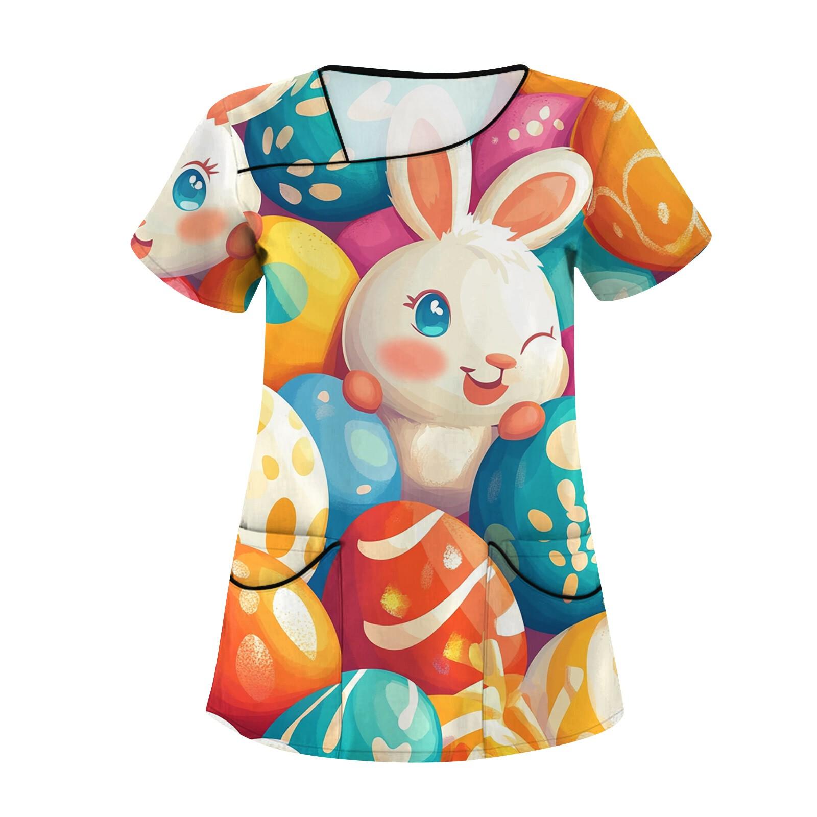 

Жіночий повсякденний верх робочого одягу з коротким рукавом і косим коміром із принтом і подвійними кишенями S