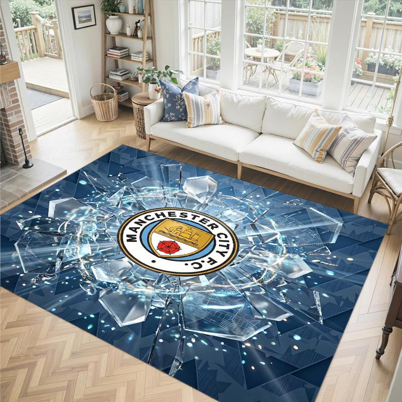 Manchester City Design Crystal Velvet Carpet Cozy Non?Slip Printed Rug For Bedroom Living Room Entrance