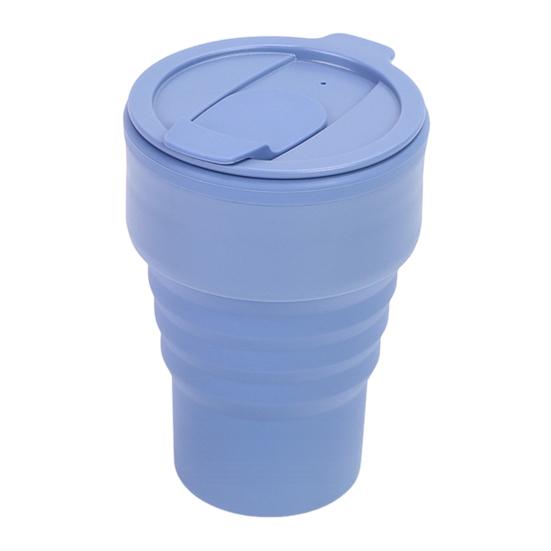 Collapsible Silicone Travel Cup 12oz Portable Foldable Coffee Mug for Camping Hiking Commuting Leakproof Eco-Friendly Water Bottle with Wide Mouth