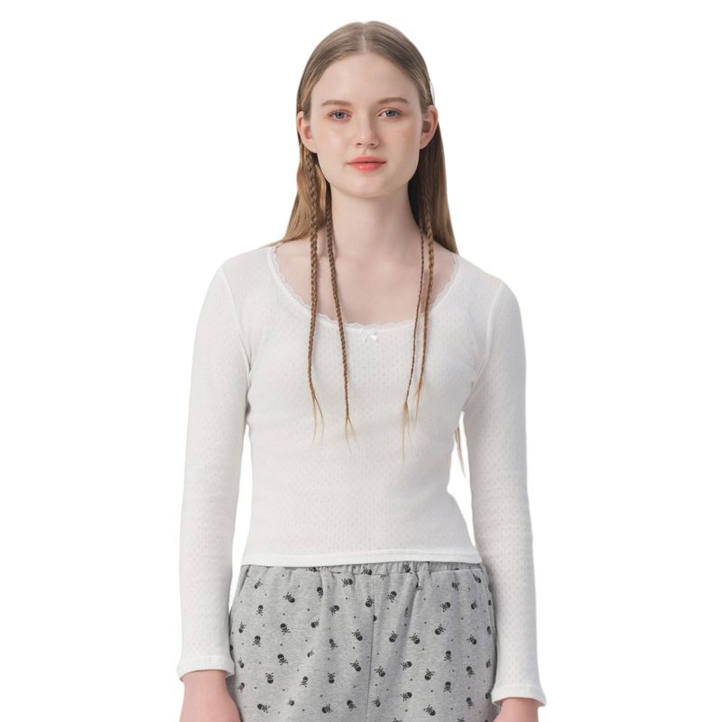 Yescci Pure Cotton U-Collar Comfortable Baby Blue Long sleeves Shirt