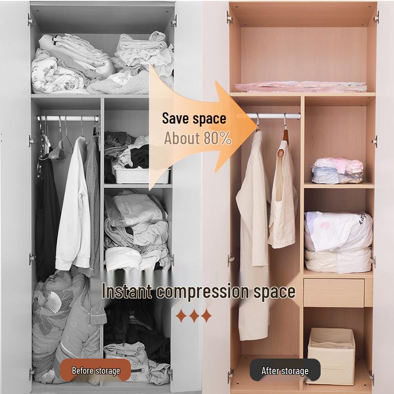 Thickened Vacuum Compression Storage Bags for Clothes and Comforters - Moisture-Proof, No Pump Needed