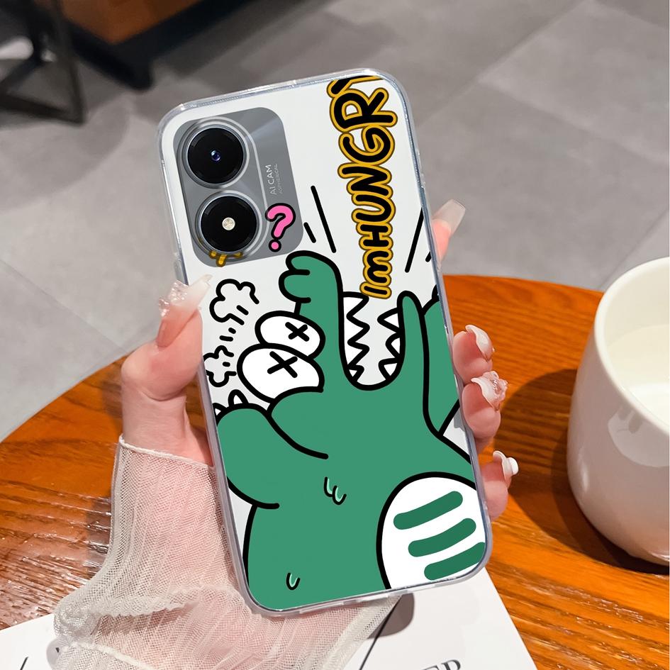 Phone Case For Vivo Y20 Y27 Y36 Y02S Y10 Y15 Y21 Y33 Cover Cute Panda Shockproof Clear Camera Protection Matte Soft Silicone Housing For Vivo Bumper
