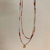 French Ethnic Style Color Stone Beaded Fashion Retro Style Easiest for Match Sense Necklace Clavicle Necklace for Women