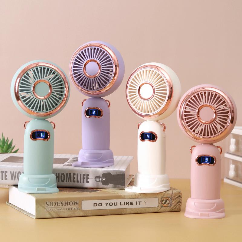 Portable Aromatherapy USB Rechargeable Small Fan with Digital Display and Desk Stand