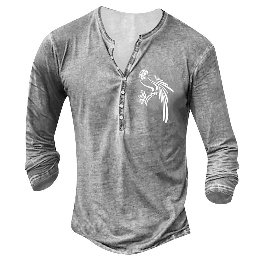 

3D Digital Print Men Casual Long Sleeve 100% Polyester T Shirt Men Sport Button Hip Hop Tops S