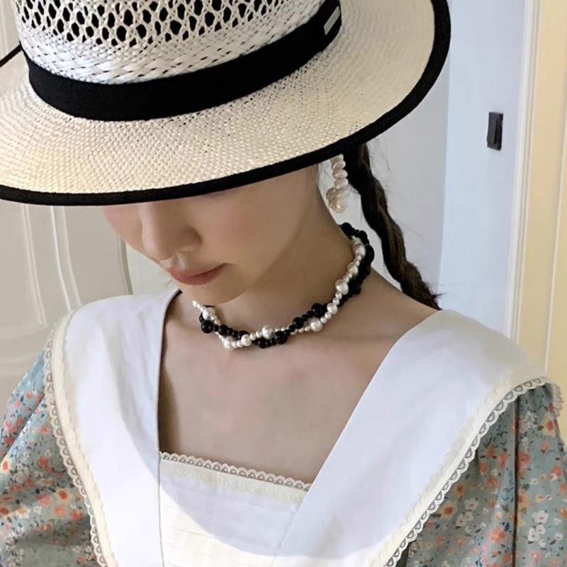 Naszyjniki Łańcuszki Naszyjnik z Imitacji Pereł Damski Naszyjnik z Łańcuszka Pereł Choker Biżuteria Idealny Prezent dla Dziewczyny Kobiety