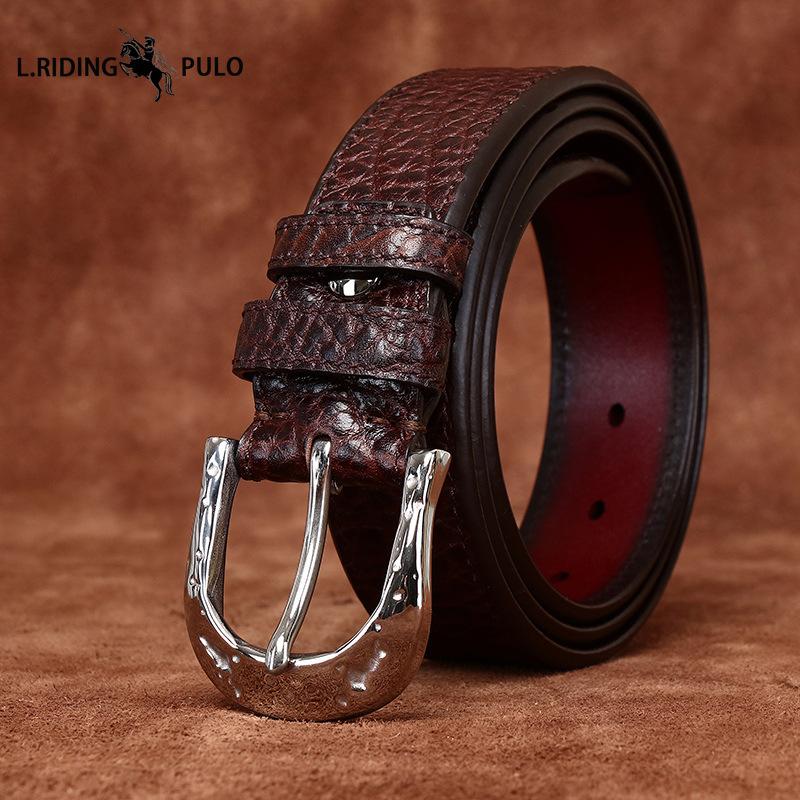 High-end, Light Luxury, Reversible Bison Leather Belt for Men, Genuine Leather, Top Layer Cowhide, Stainless Steel, Men s Business Belt 100cm