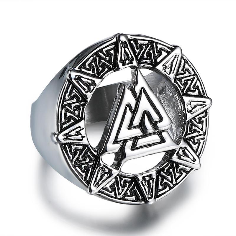 2026 European and American Rings, Personalized Fashion Retro Triangle Men's Titanium Steel Rings, Accessories