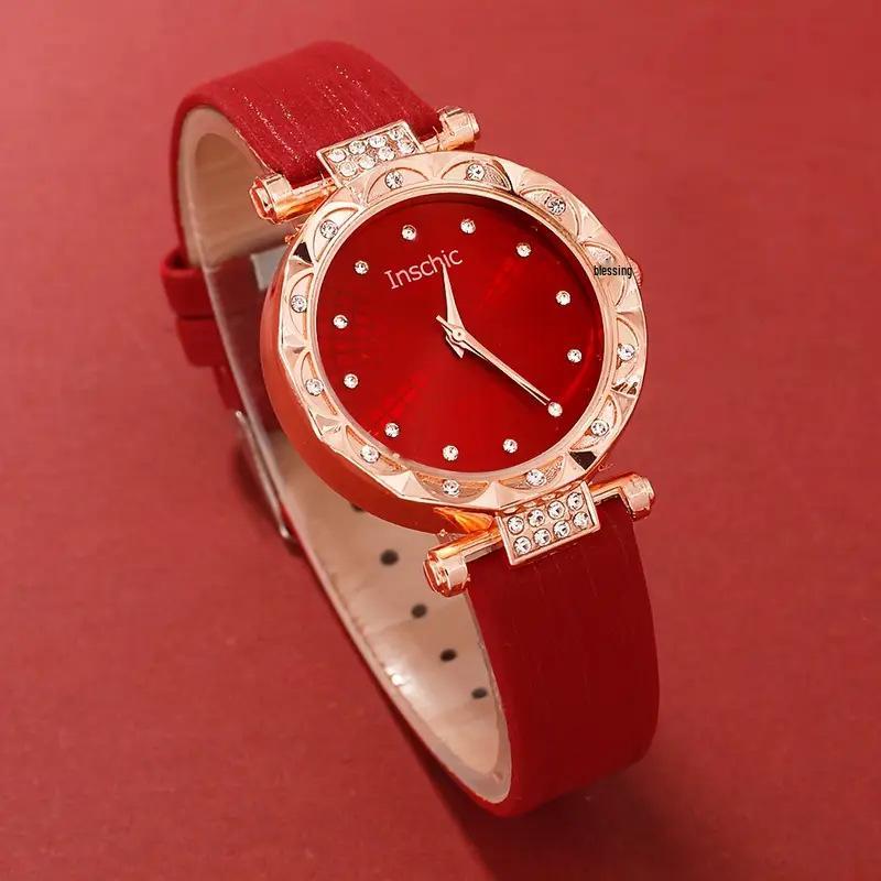Elegant Women's 5-Piece Watch & Jewelry Gift Set: Quartz Watch, Necklace, Ring, Earrings