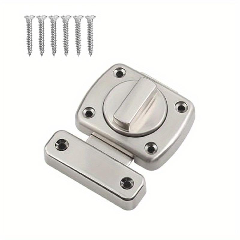 

1PC No-Drill Metal Slide Latch, 6 Screws Included, Easy Install Anti-Theft Lock for Bathroom/Doors, Silver Safety Lock