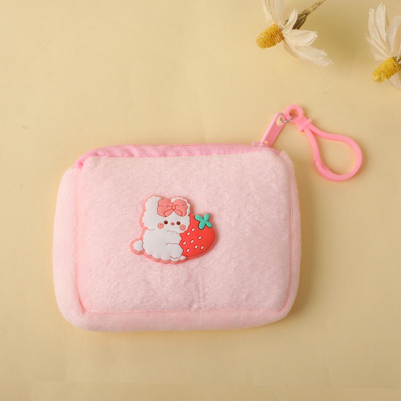 Niedliche Geldbörse aus Plüsch mit Cartoon-Motiv – Schlüssel- und Ohrhörertasche für Kinder mit Reißverschluss