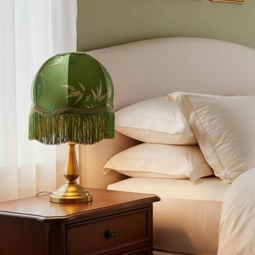 European Design Table Lampshade Vintage Allure Textile with Fringe Handmade Fringed Velvet